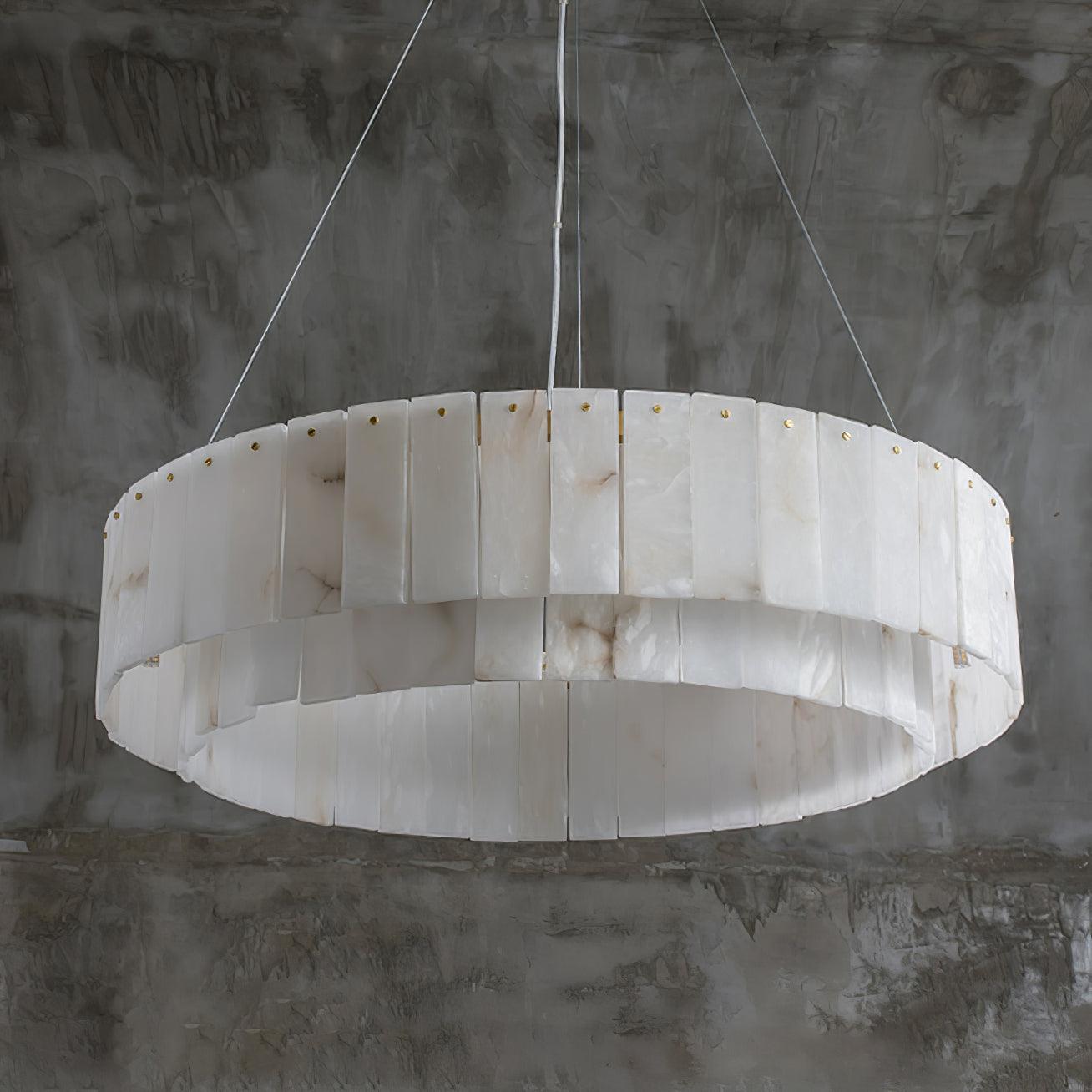 Lustre moderne Kurt en Laiton et albâtre blanc