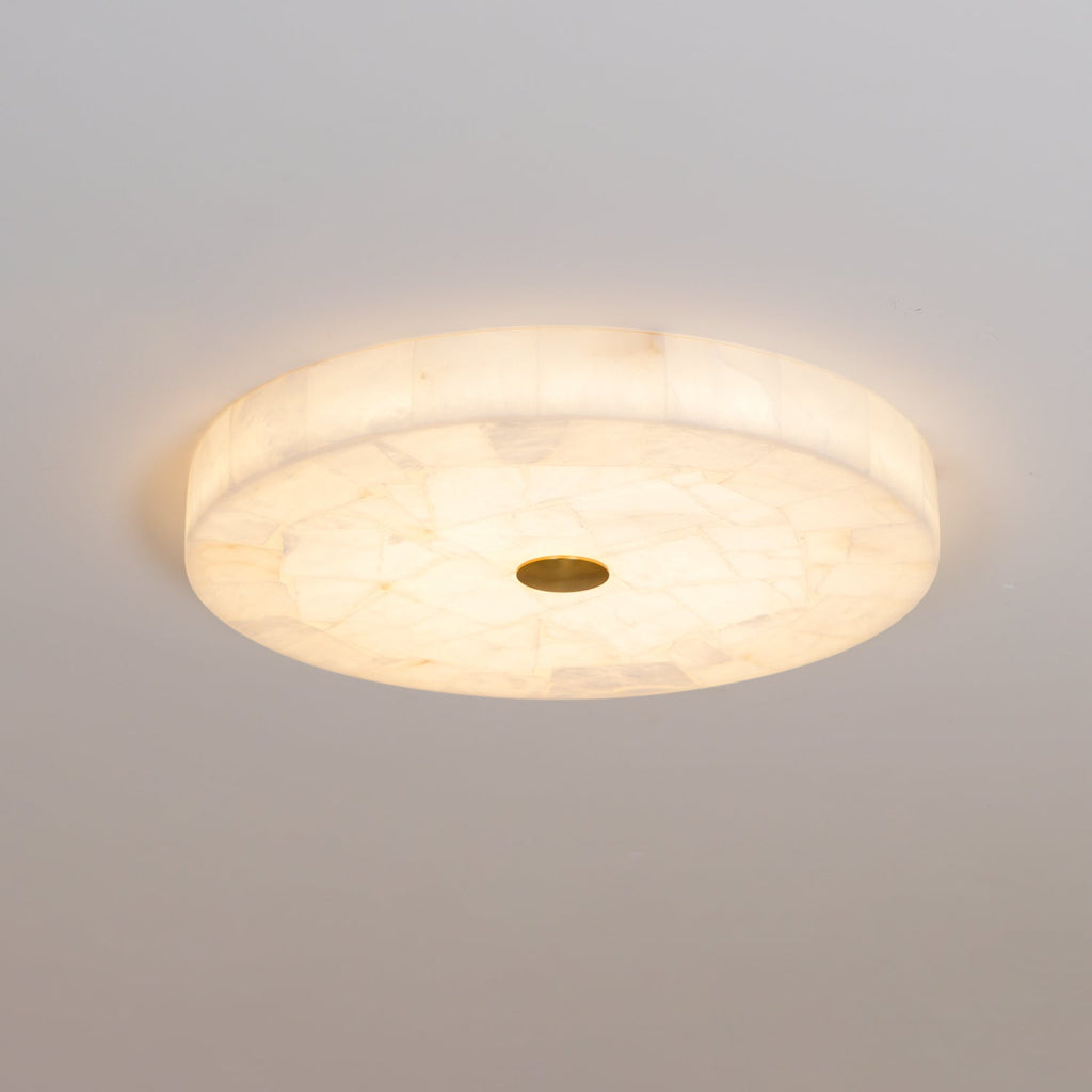 Plafonnier moderne Oystein en Albâtre Blanc et doré