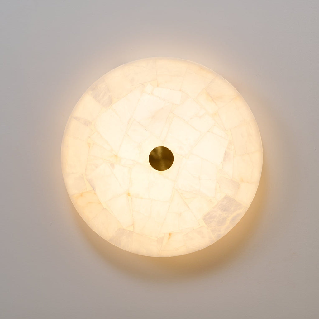 Plafonnier moderne Oystein en Albâtre Blanc et doré