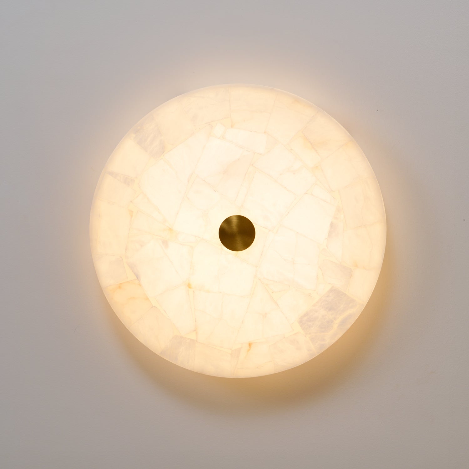 Plafonnier moderne Oystein en Albâtre Blanc et doré
