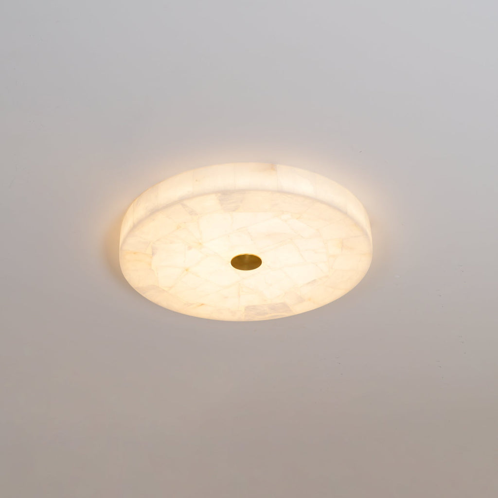 Plafonnier moderne Oystein en Albâtre Blanc et doré