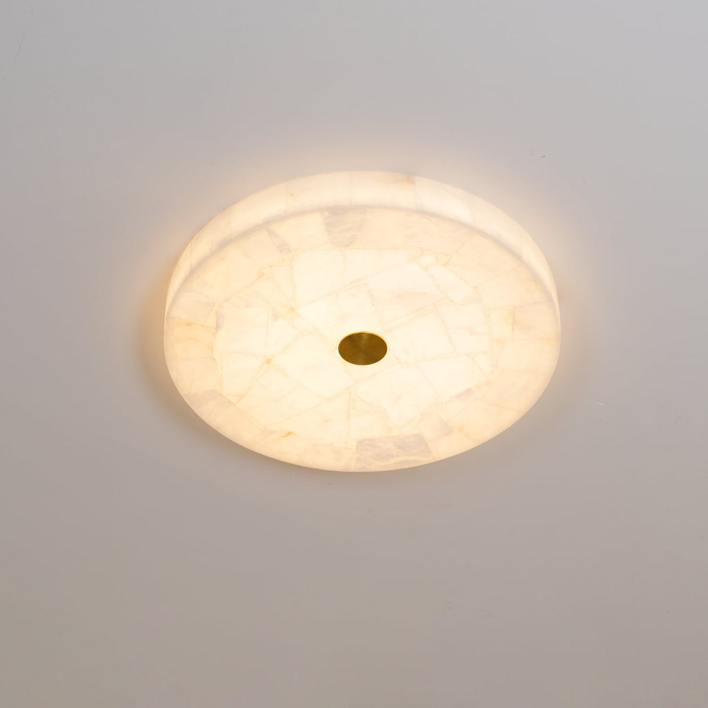Plafonnier moderne Oystein en Albâtre Blanc et doré