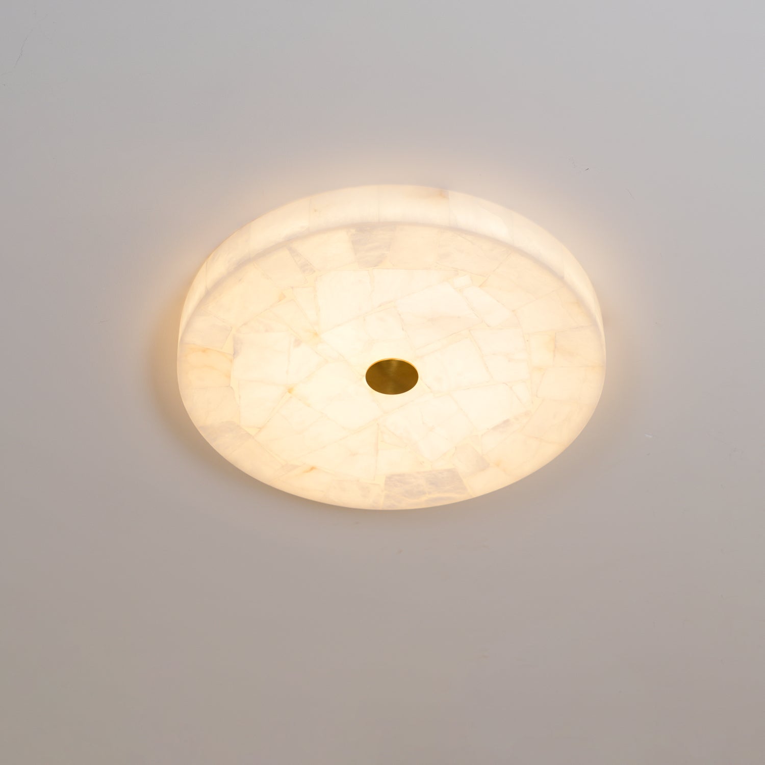 Plafonnier moderne Oystein en Albâtre Blanc et doré