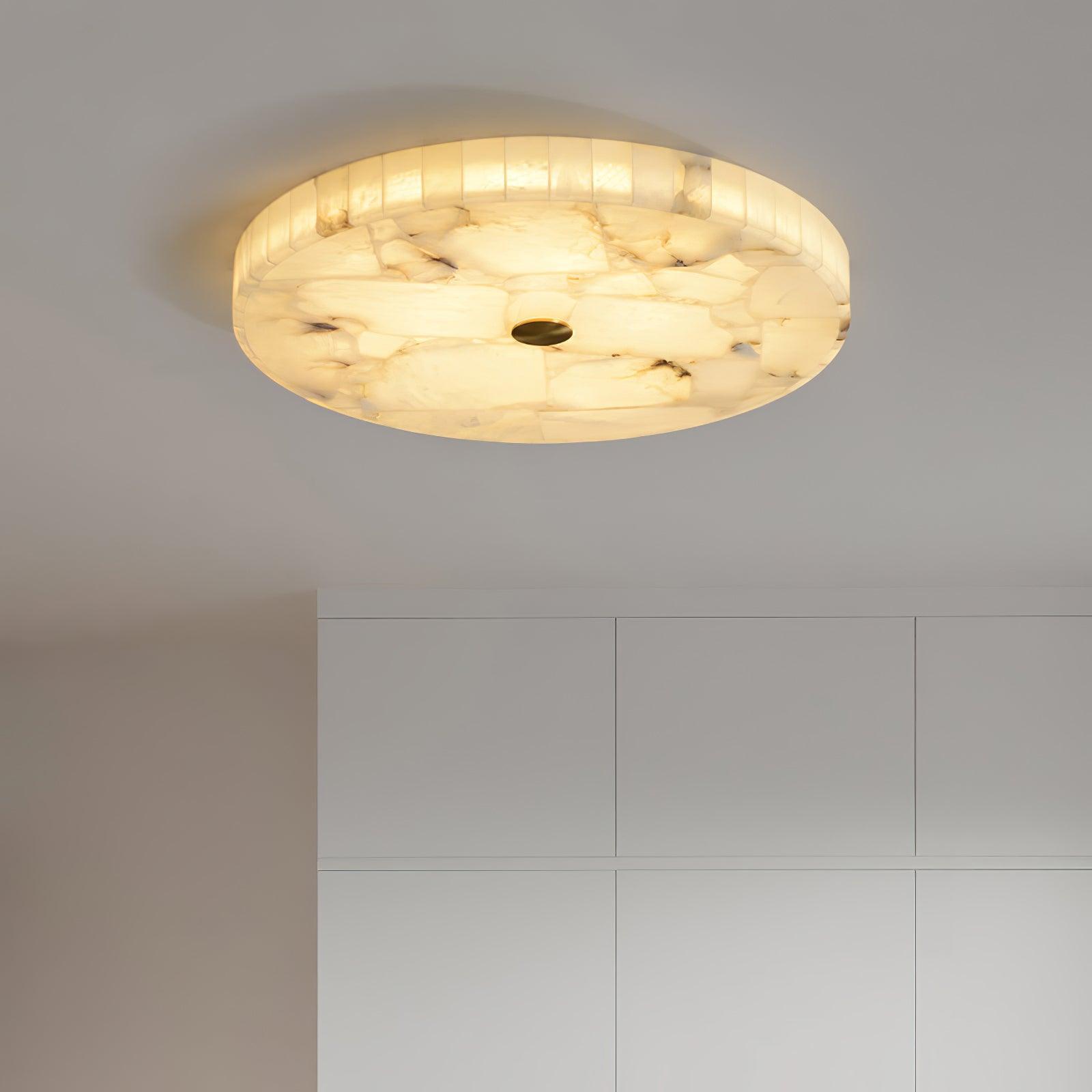 Plafonnier moderne Oystein en Albâtre Blanc et doré
