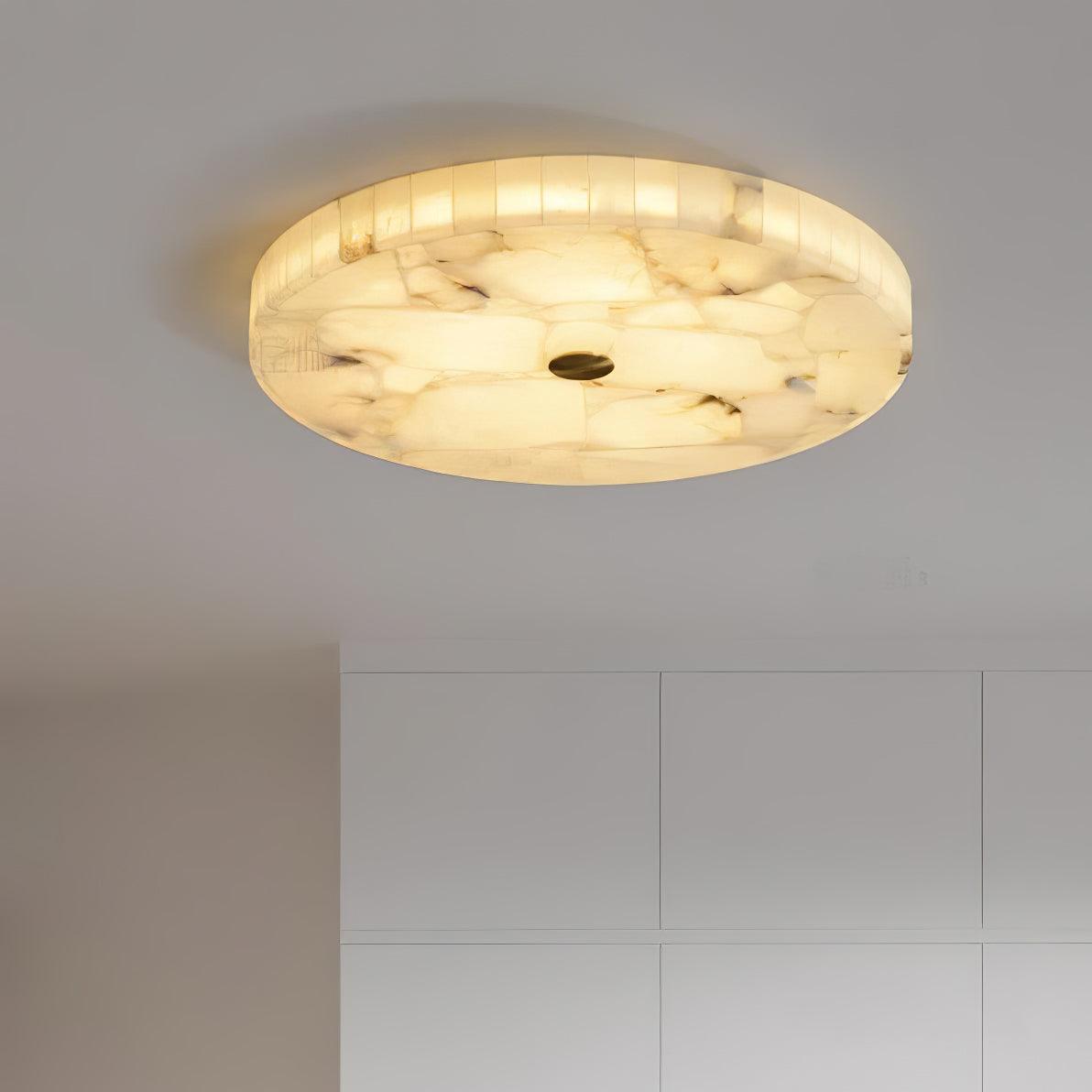 Plafonnier moderne Oystein en Albâtre Blanc et doré