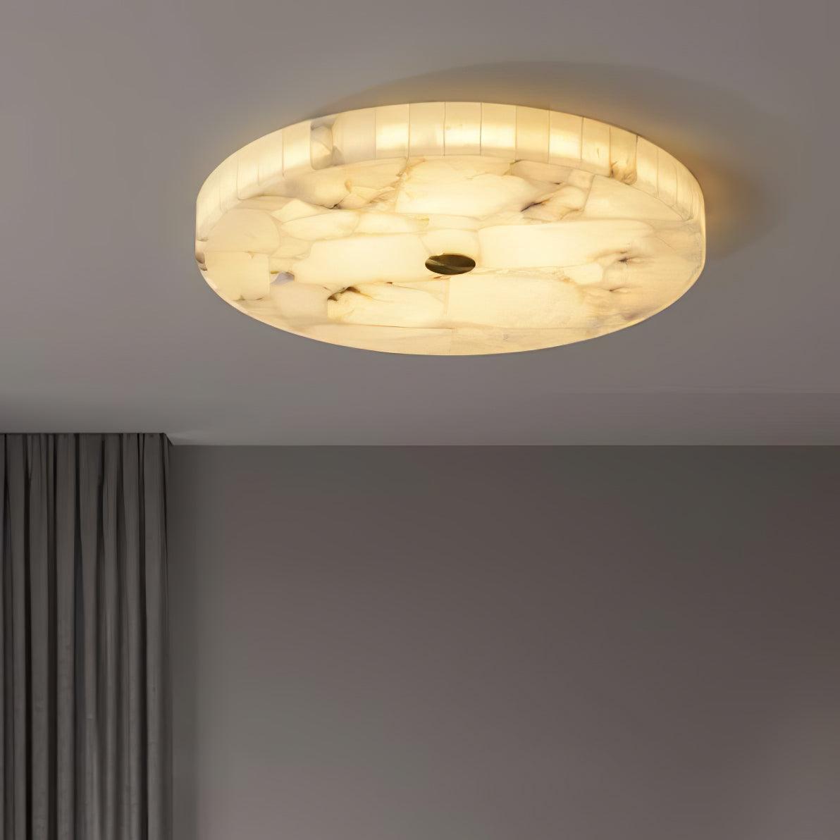 Plafonnier moderne Oystein en Albâtre Blanc et doré