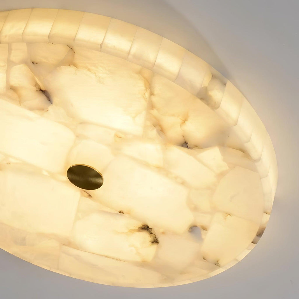 Plafonnier moderne Oystein en Albâtre Blanc et doré