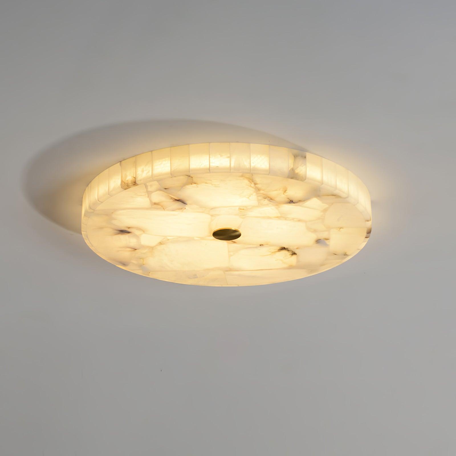Plafonnier moderne Oystein en Albâtre Blanc et doré