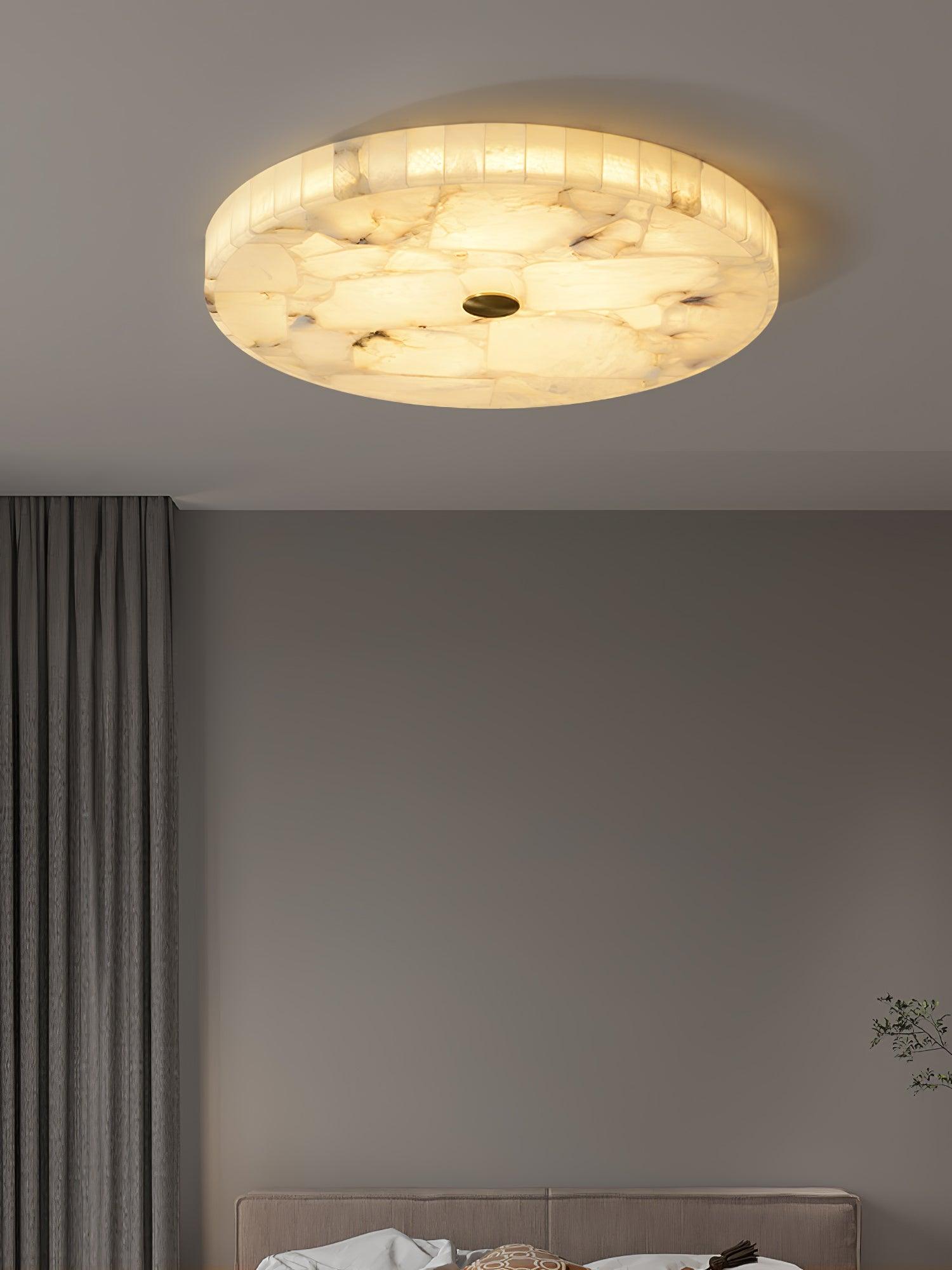 Plafonnier moderne Oystein en Albâtre Blanc et doré