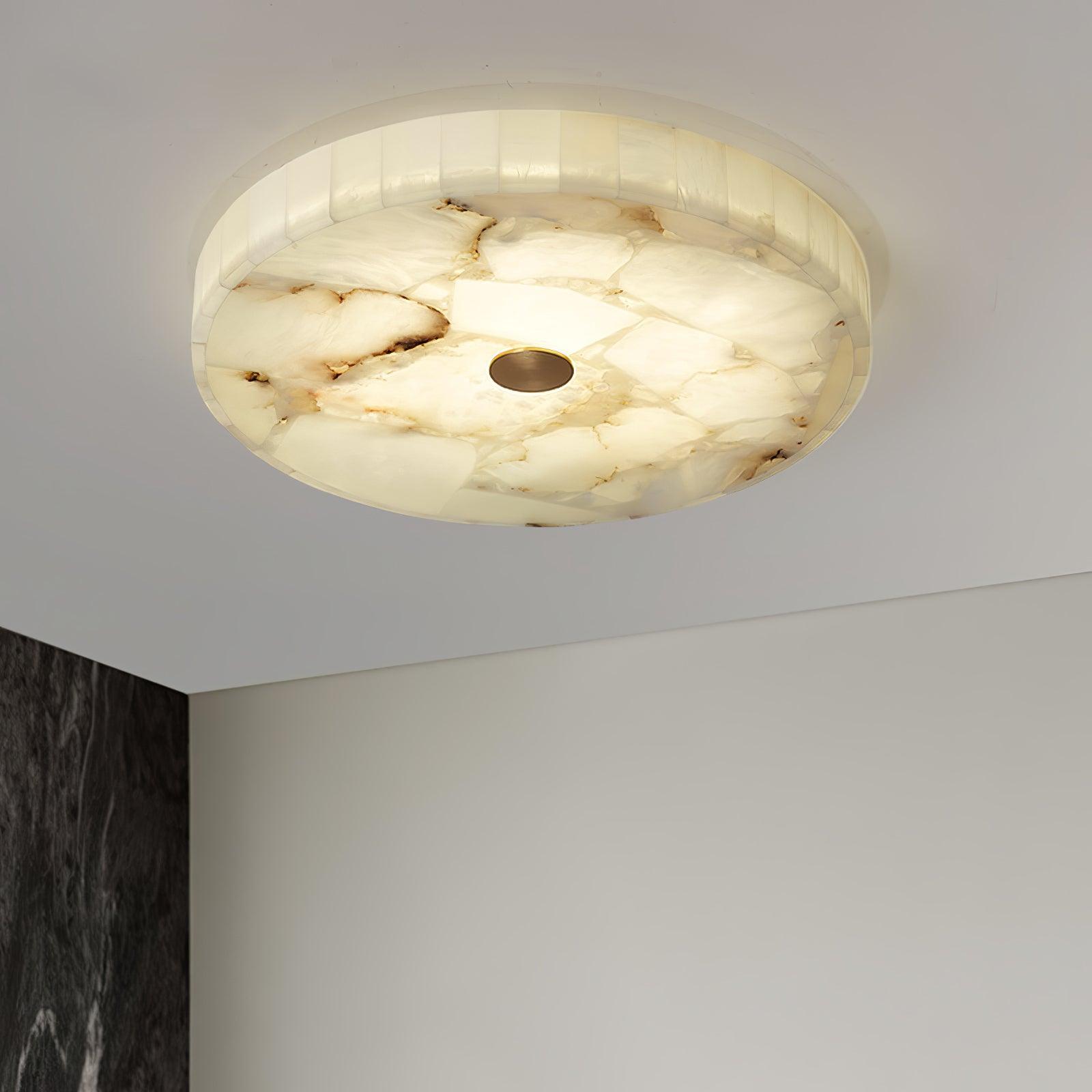 Plafonnier moderne Oystein en Albâtre Blanc et doré
