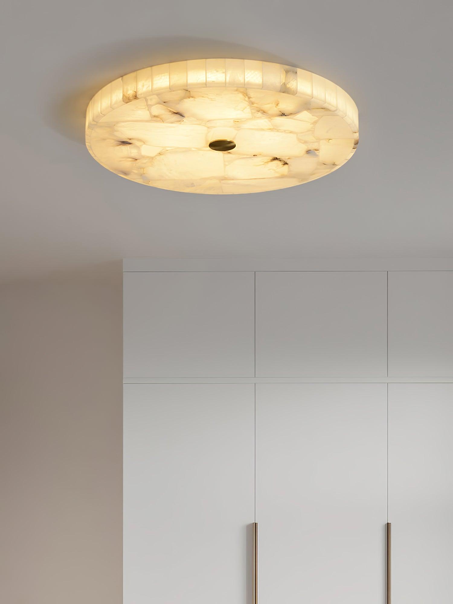Plafonnier moderne Oystein en Albâtre Blanc et doré