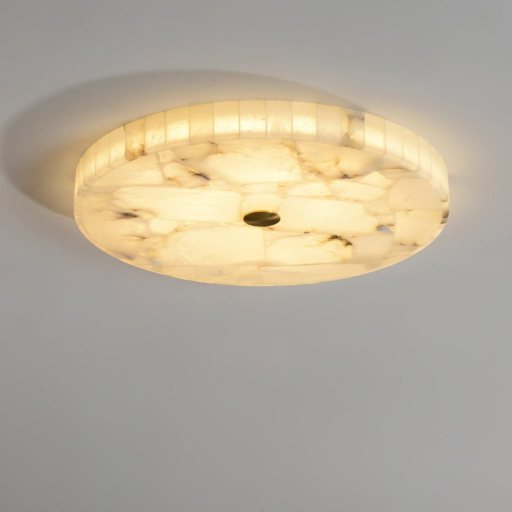 Plafonnier moderne Oystein en Albâtre Blanc et doré