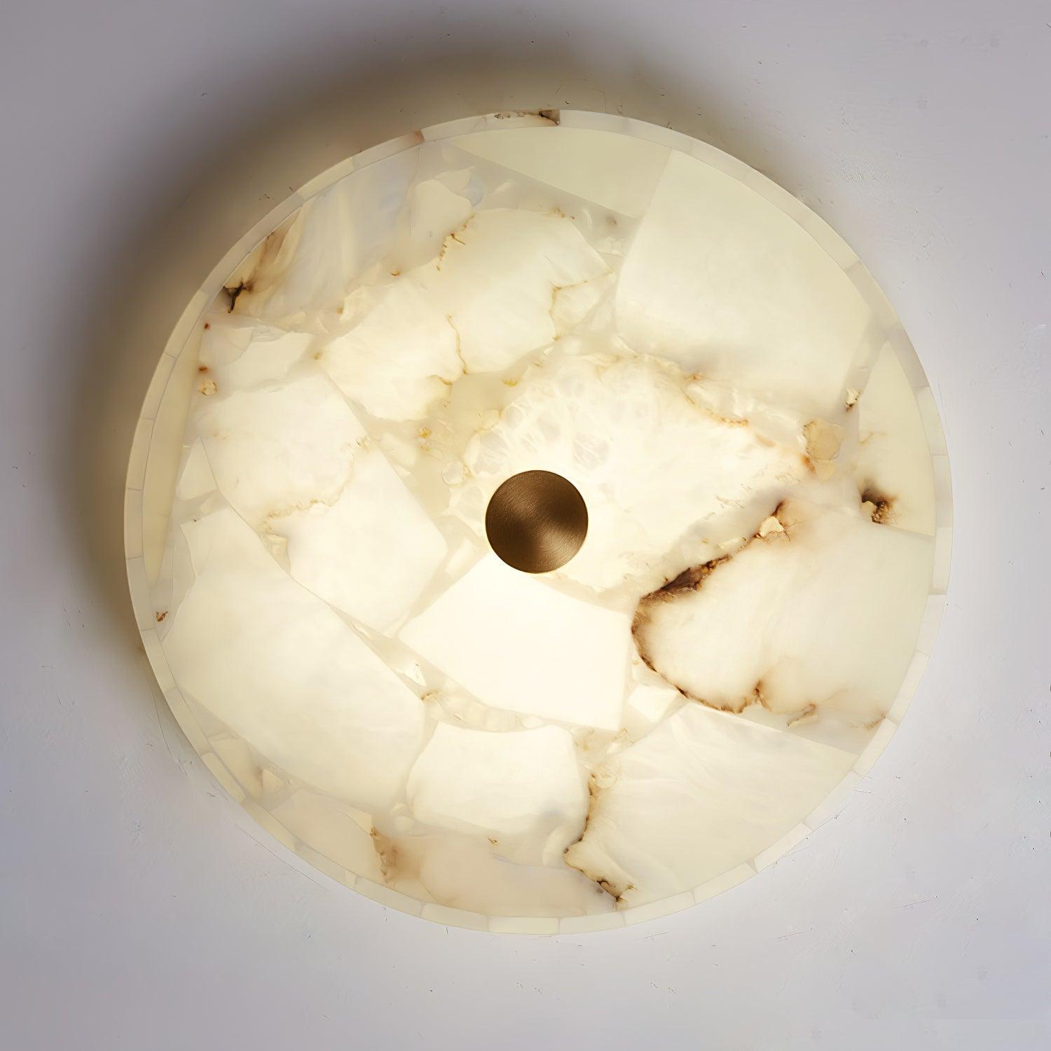 Plafonnier moderne Oystein en Albâtre Blanc et doré