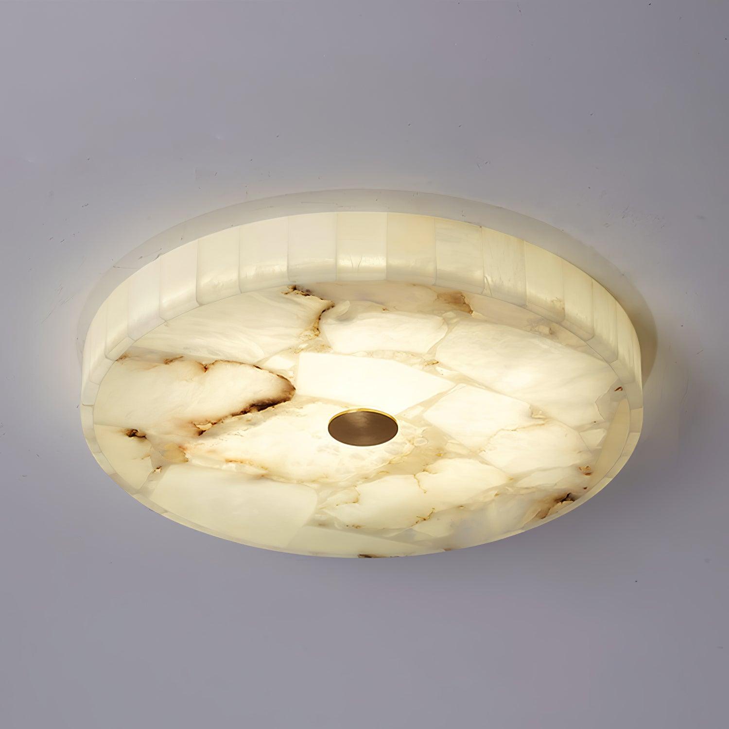 Plafonnier moderne Oystein en Albâtre Blanc et doré