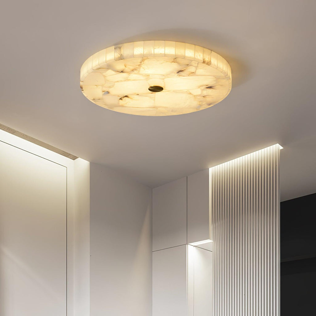Plafonnier moderne Oystein en Albâtre Blanc et doré