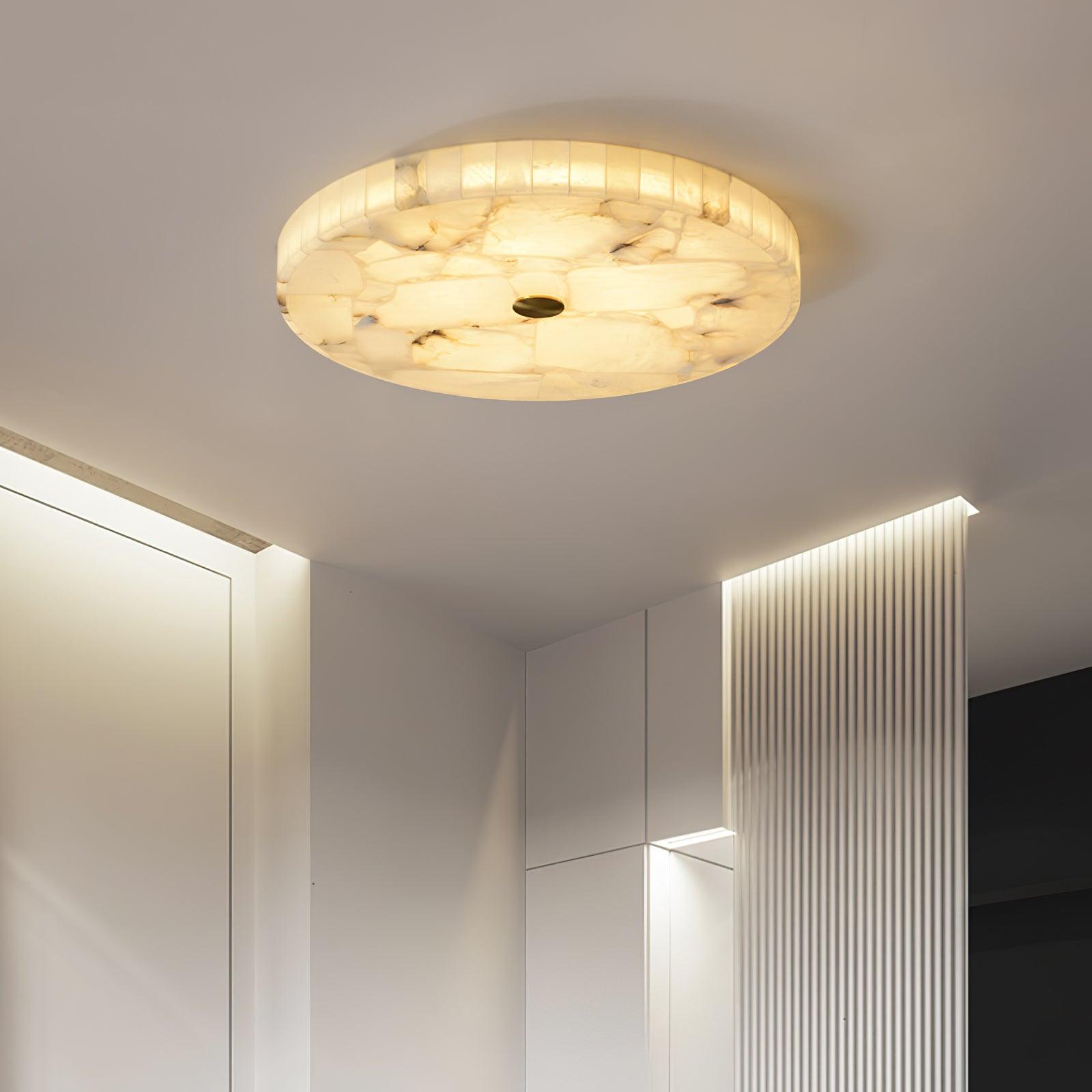Plafonnier moderne Oystein en Albâtre Blanc et doré