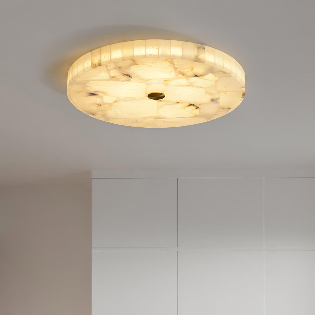 Plafonnier moderne Oystein en Albâtre Blanc et doré