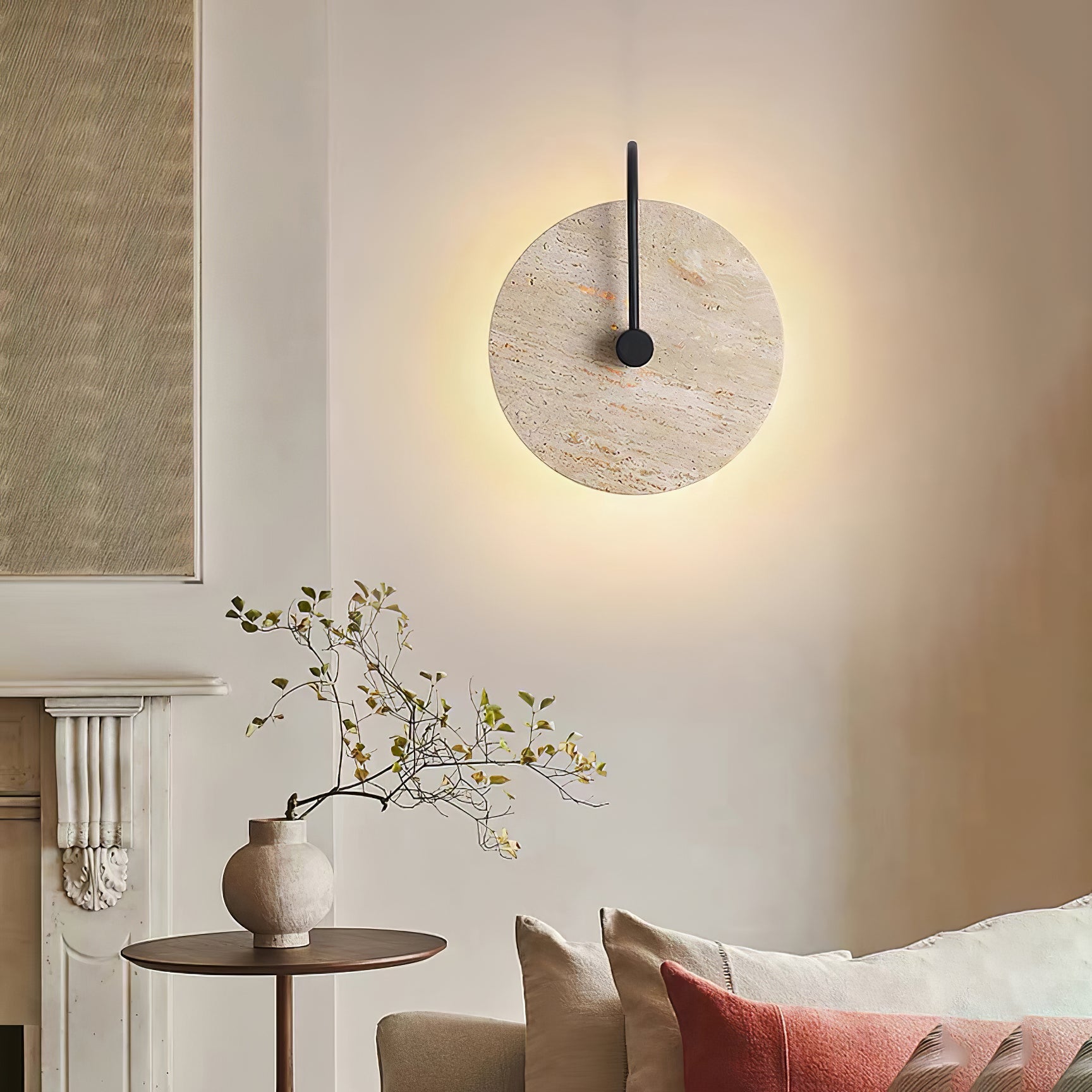 Applique murale moderne Frantz en Travertin jaune