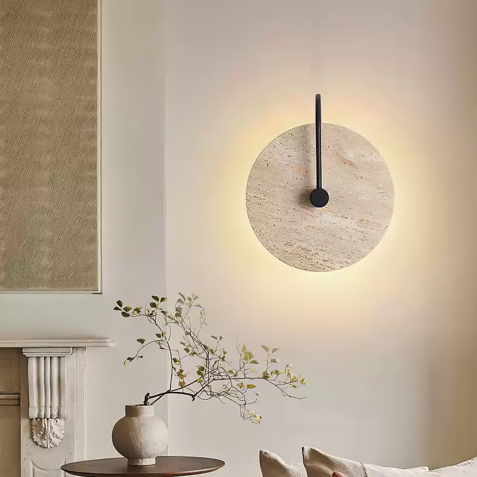 Applique murale moderne Frantz en Travertin jaune
