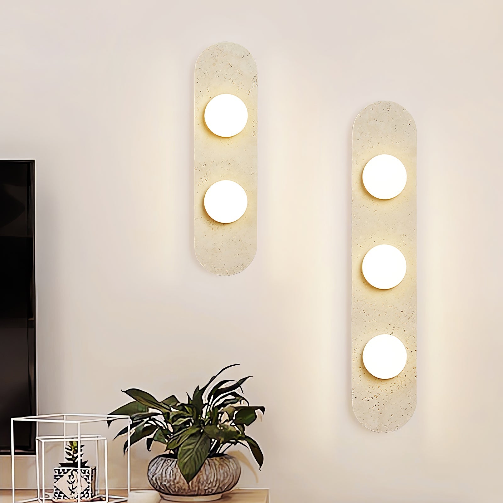 Applique murale moderne Rudger en Travertin jaune