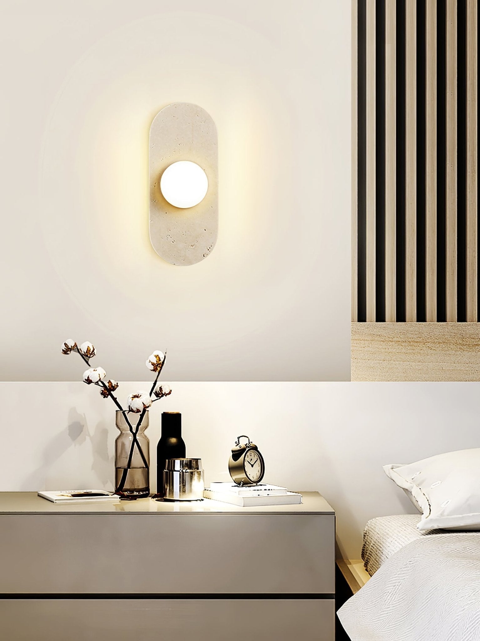 Applique murale moderne Rudger en Travertin jaune