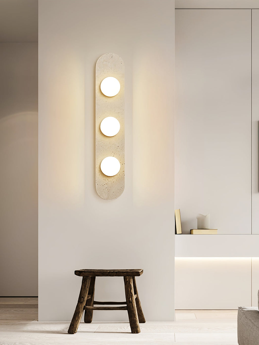 Applique murale moderne Rudger en Travertin jaune