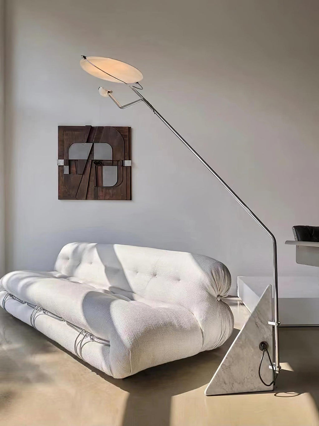 Lampadaire moderne Seff en Marbre Blanc et gris