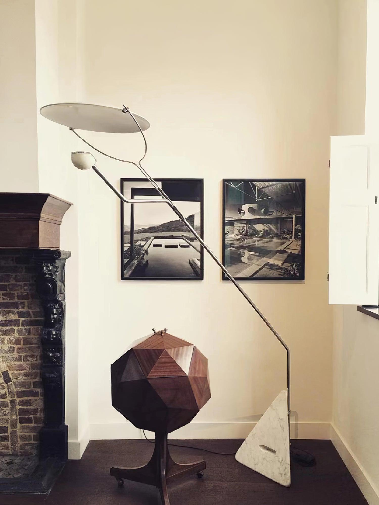 Lampadaire moderne Seff en Marbre Blanc et gris