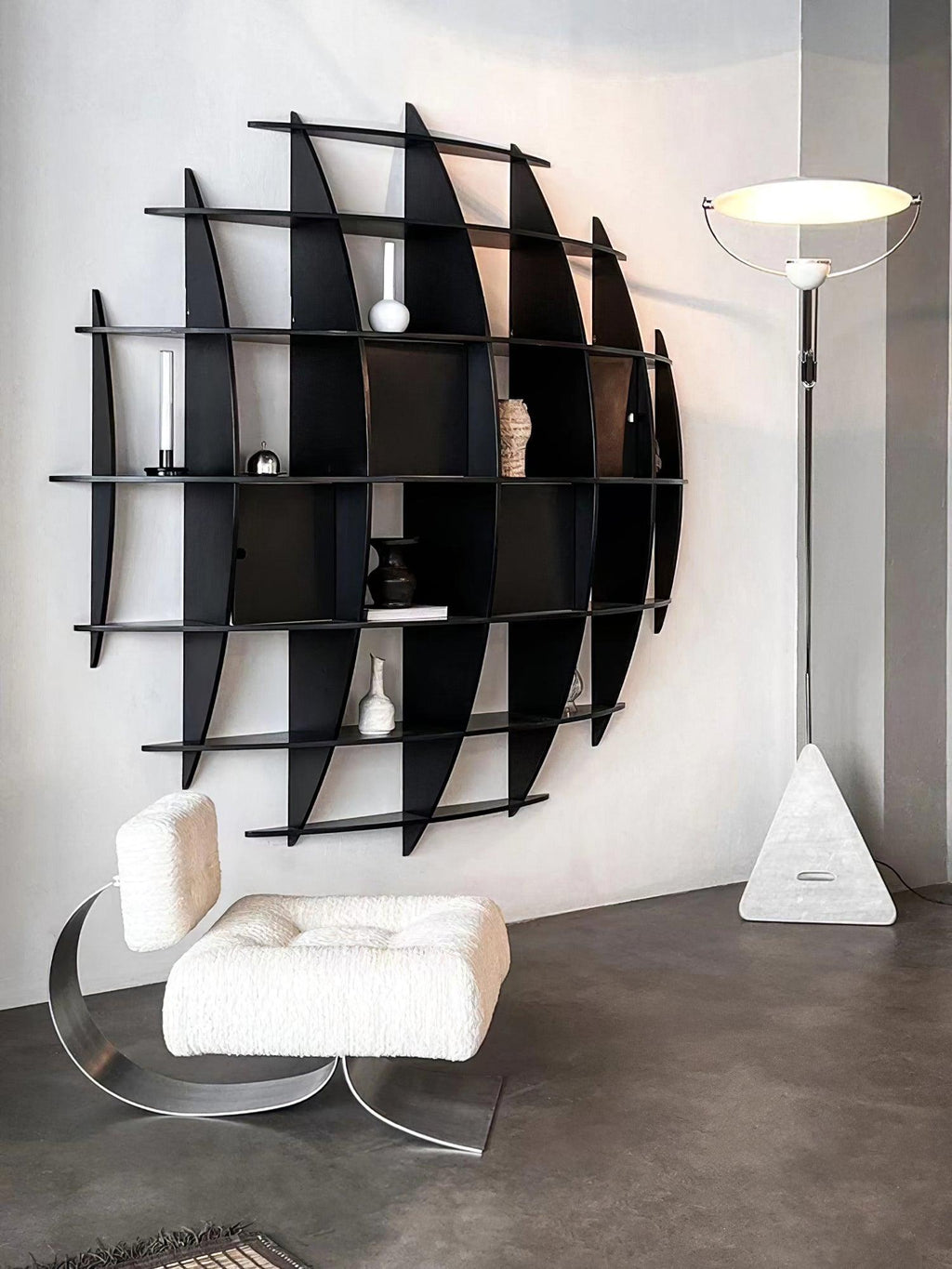 Lampadaire moderne Seff en Marbre Blanc et gris