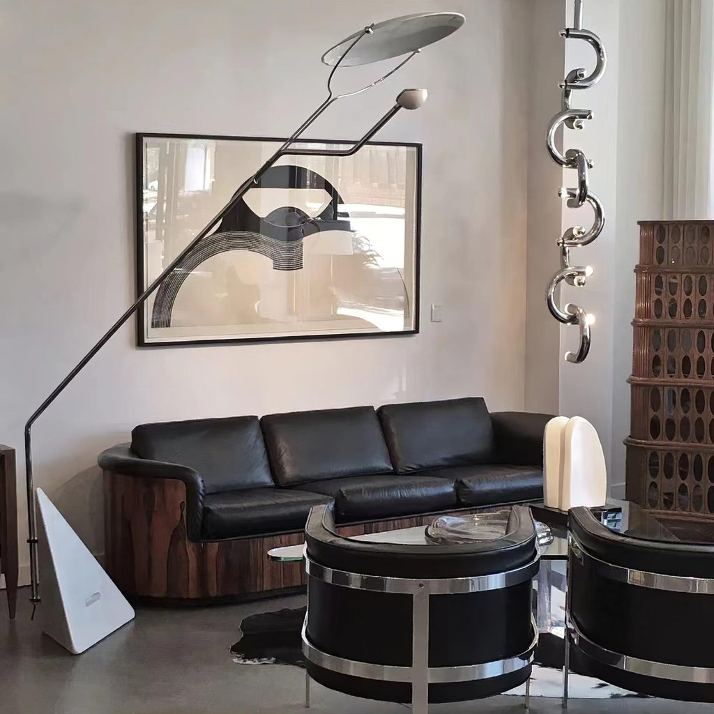 Lampadaire moderne Seff en Marbre Blanc et gris