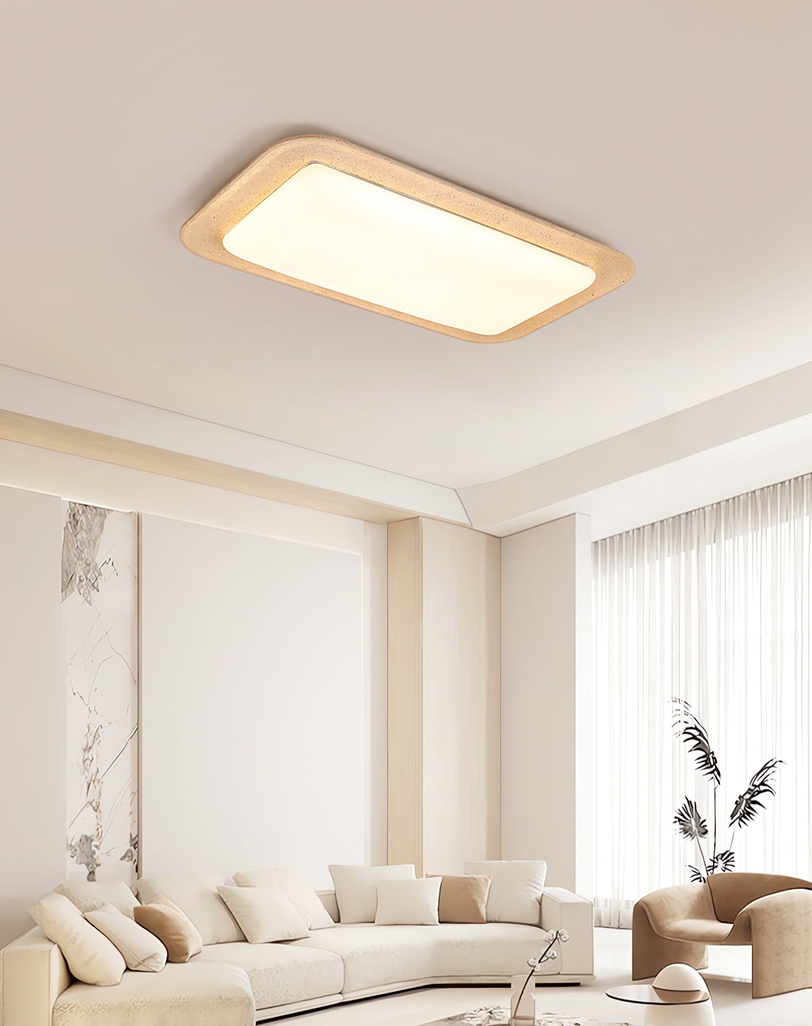 Plafonnier moderne Maxim en Travertin jaune et blanc