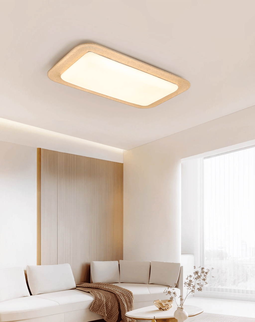 Plafonnier moderne Maxim en Travertin jaune et blanc
