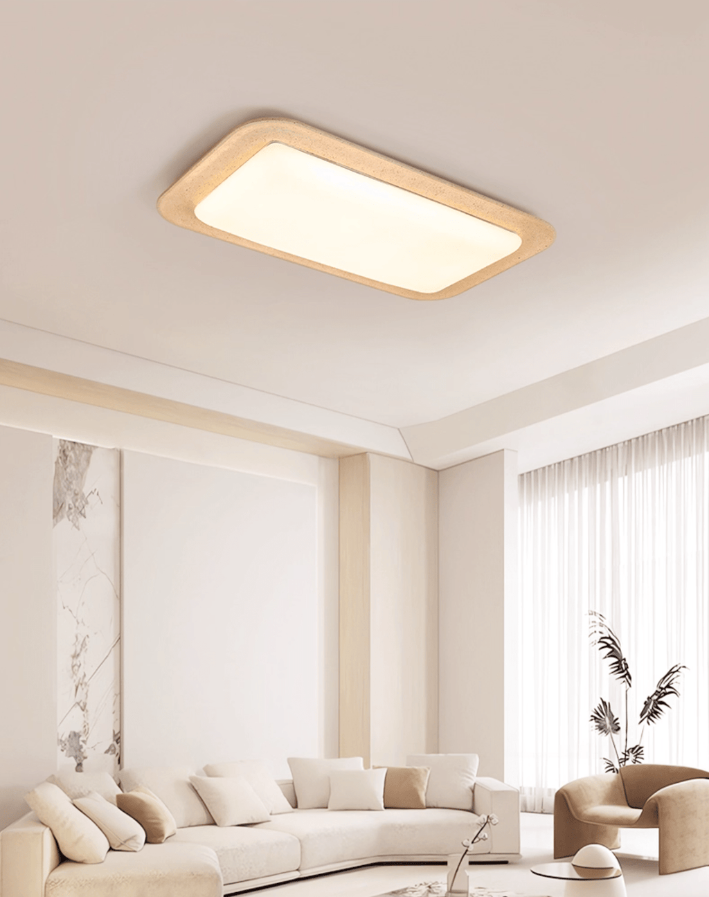 Plafonnier moderne Maxim en Travertin jaune et blanc