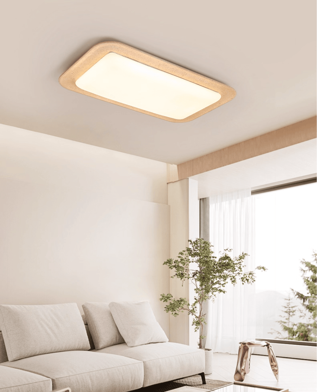 Plafonnier moderne Maxim en Travertin jaune et blanc