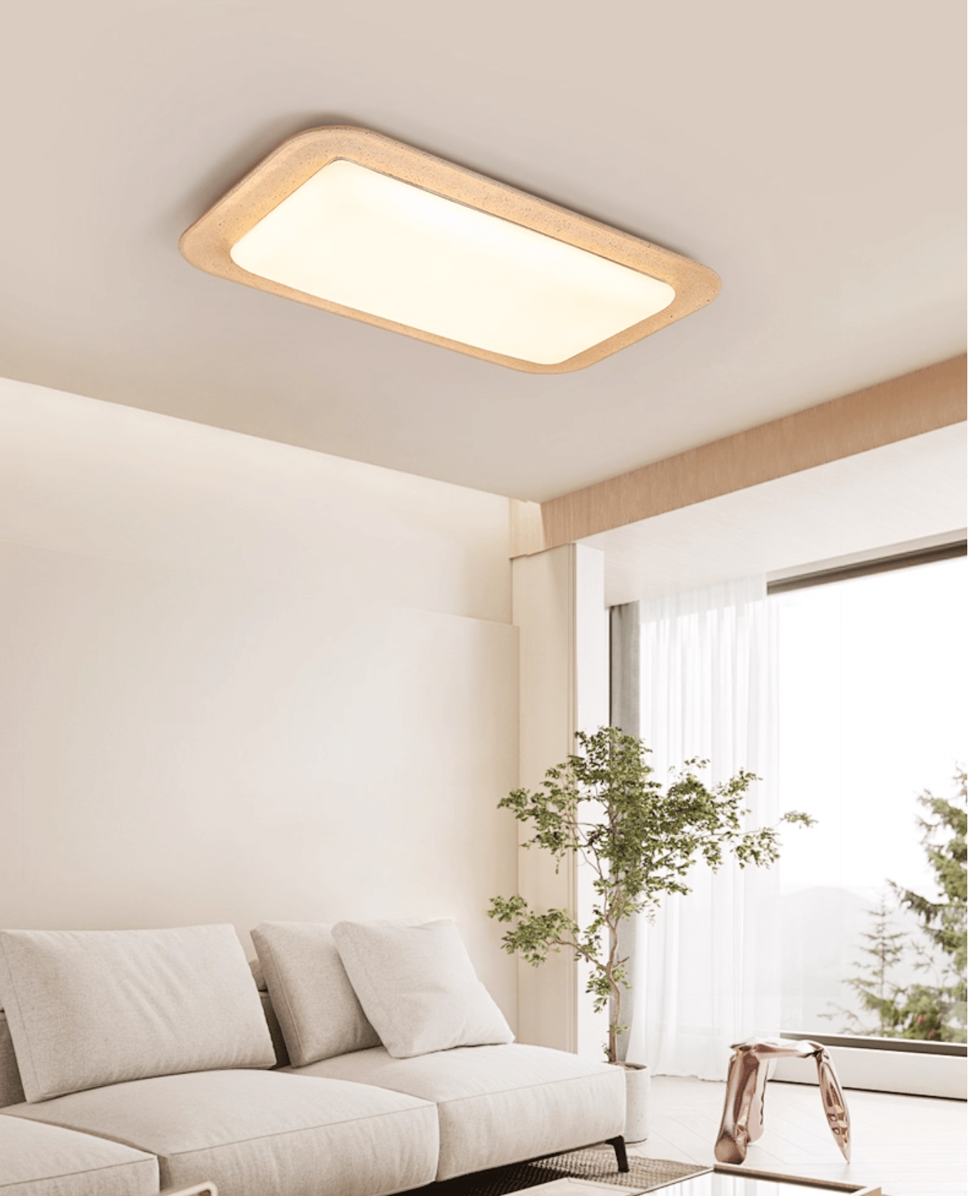 Plafonnier moderne Maxim en Travertin jaune et blanc
