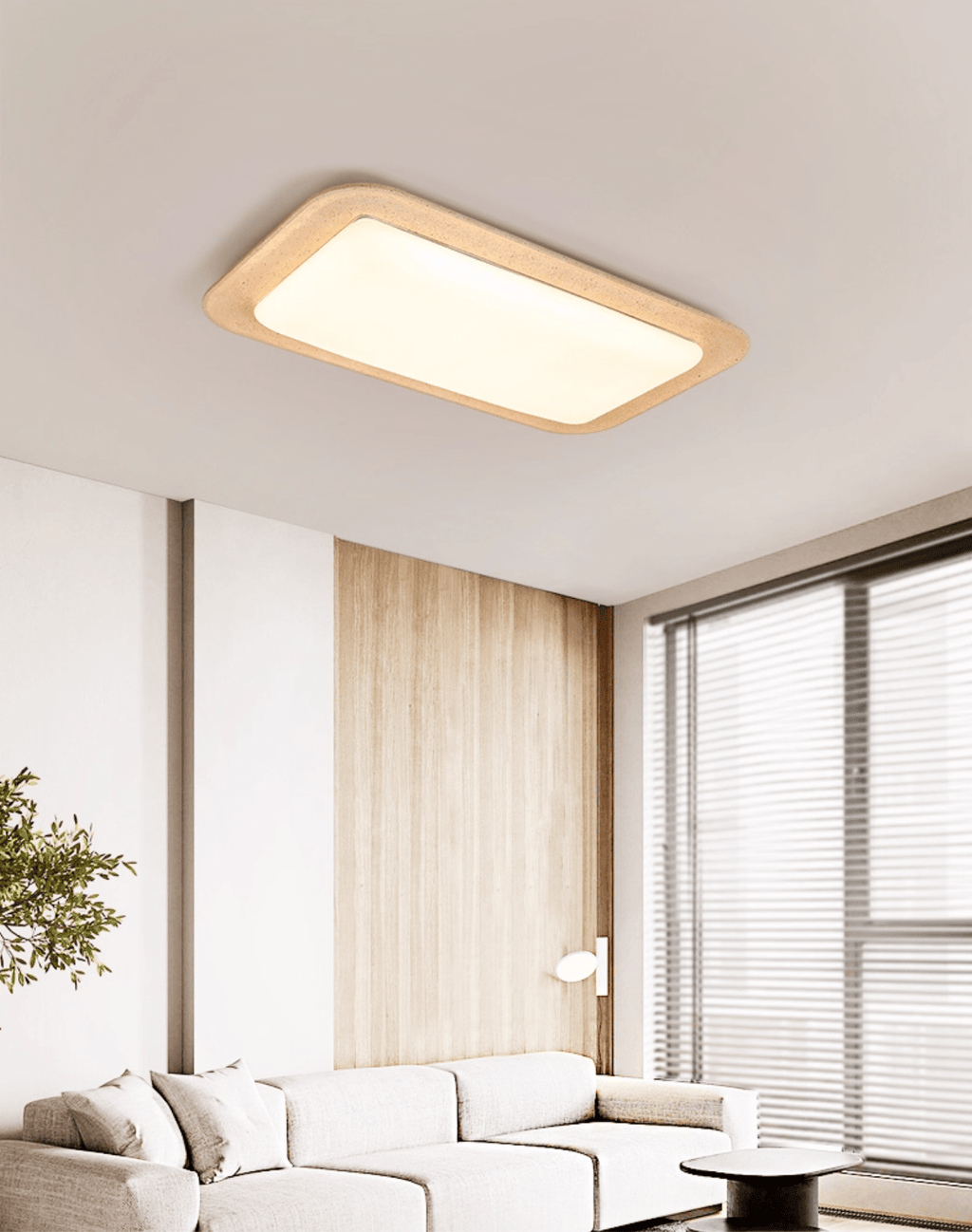 Plafonnier moderne Maxim en Travertin jaune et blanc