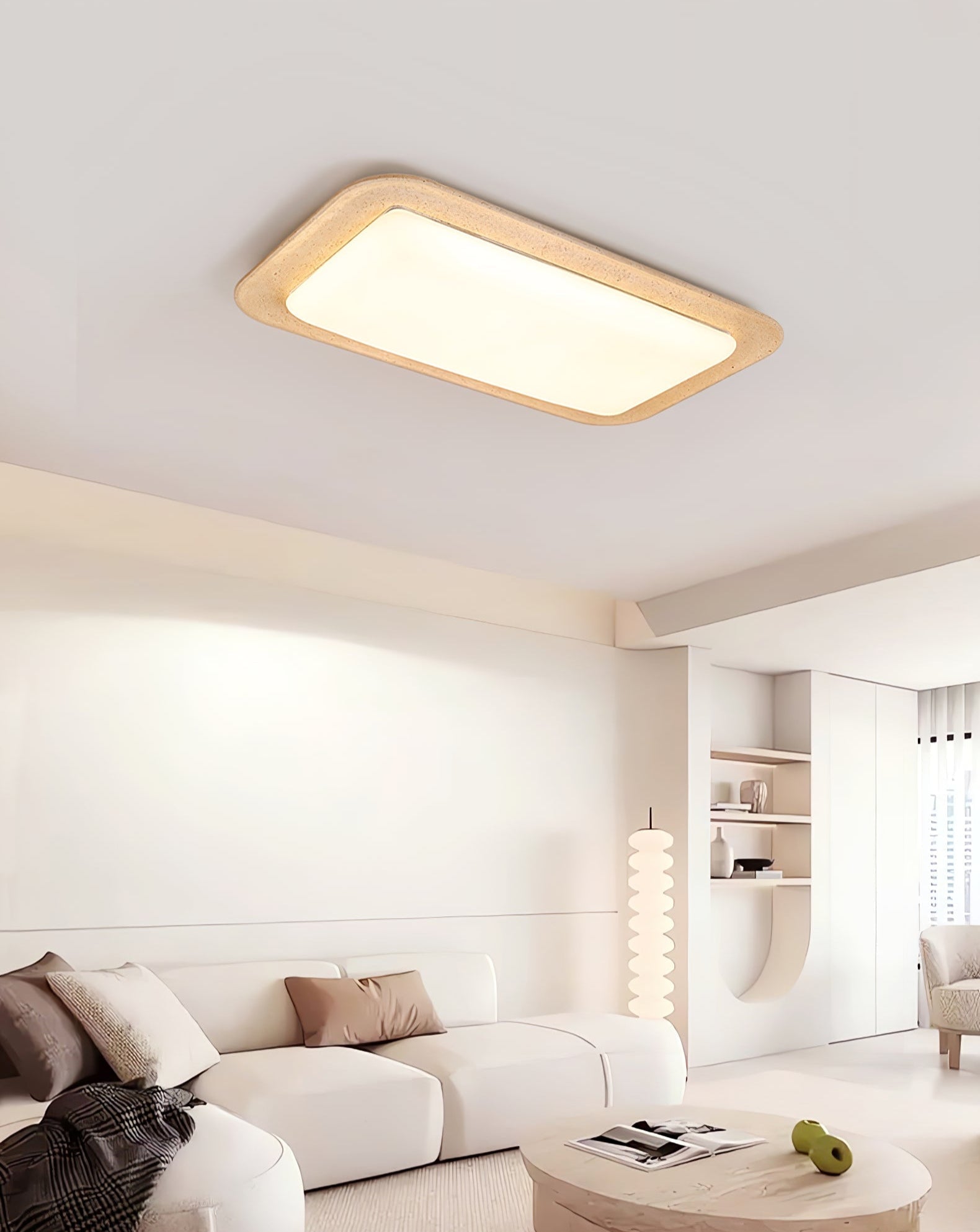 Plafonnier moderne Maxim en Travertin jaune et blanc