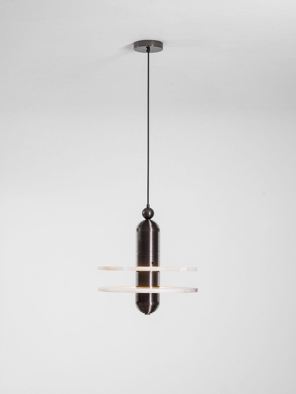 Suspension moderne Lambert en Albâtre Or et blanc