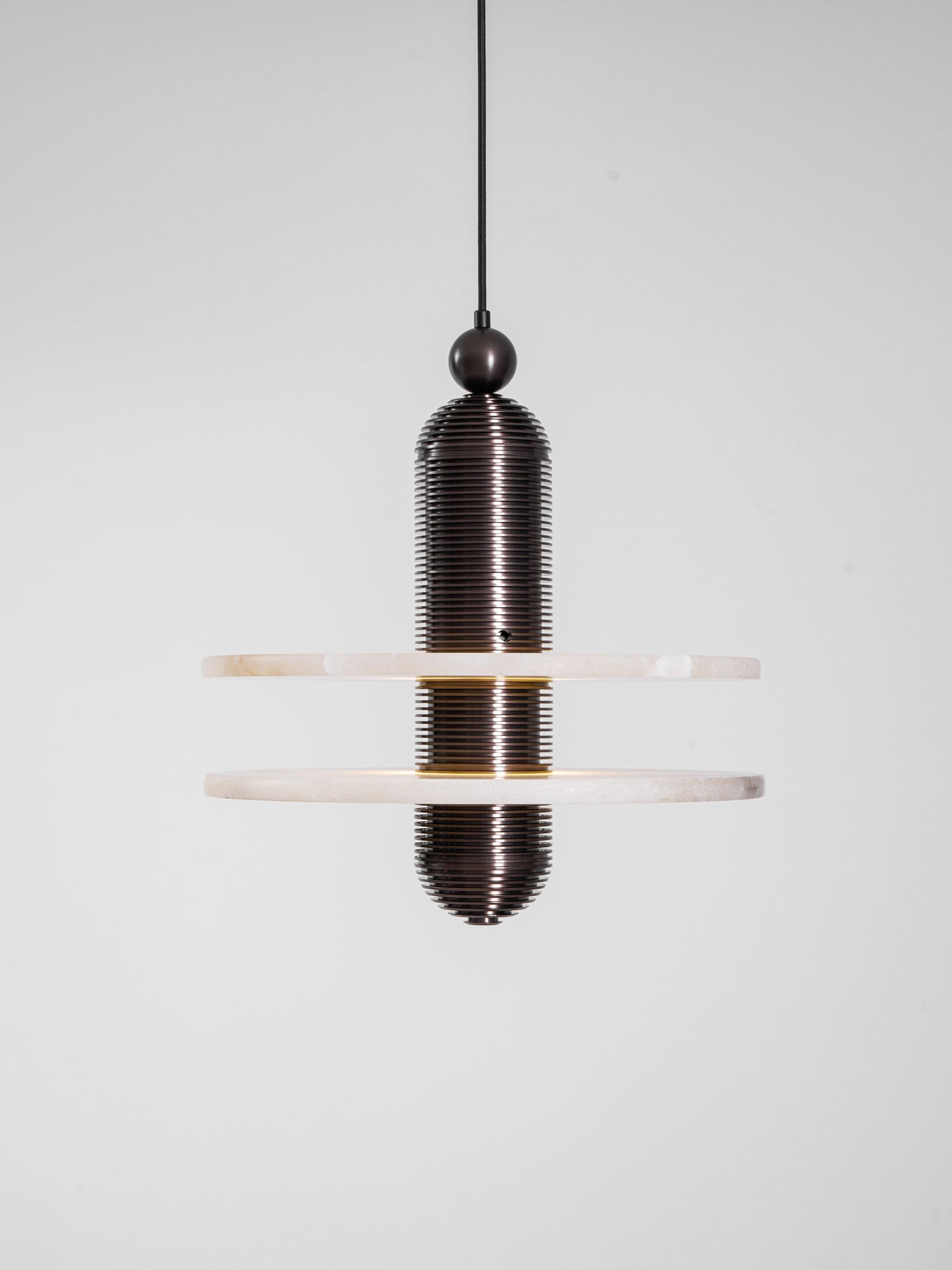 Suspension moderne Lambert en Albâtre Or et blanc