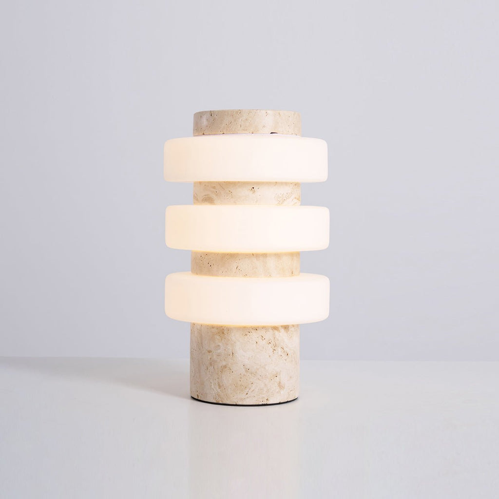 Lampe à poser moderne Otway en Travertin Vert marbre et blanc
