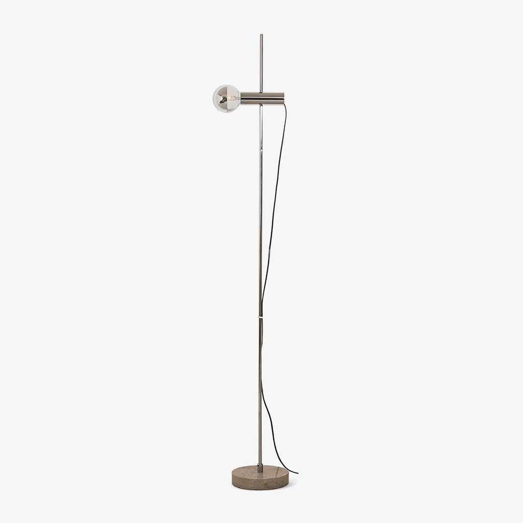 Lampadaire moderne Isaac en Acier inoxydable et beige marbre base