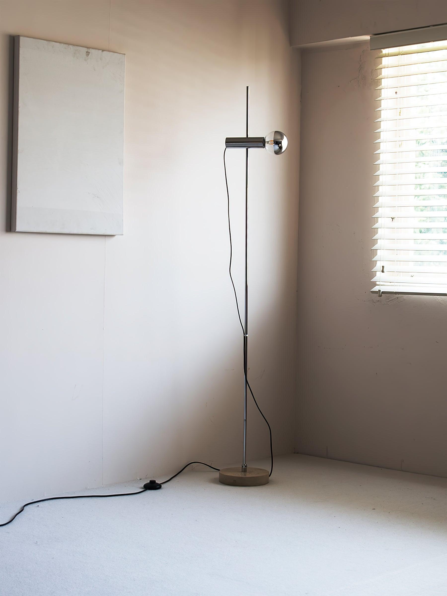 Lampadaire moderne Isaac en Acier inoxydable et beige marbre base
