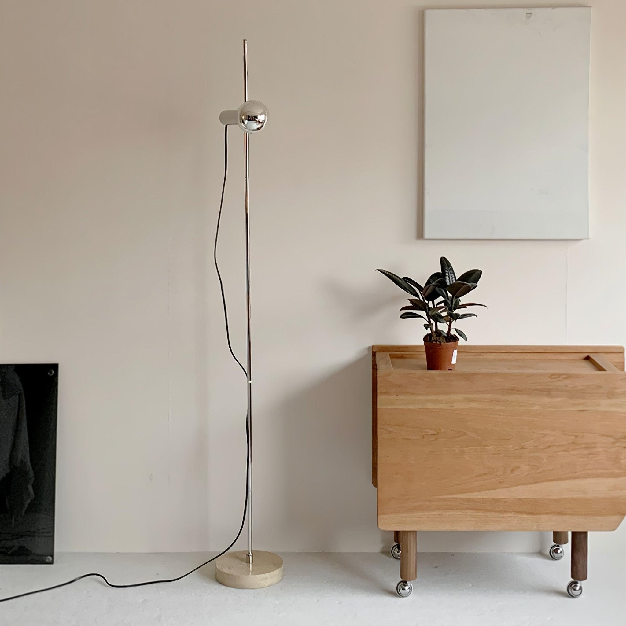 Lampadaire moderne Isaac en Acier inoxydable et beige marbre base