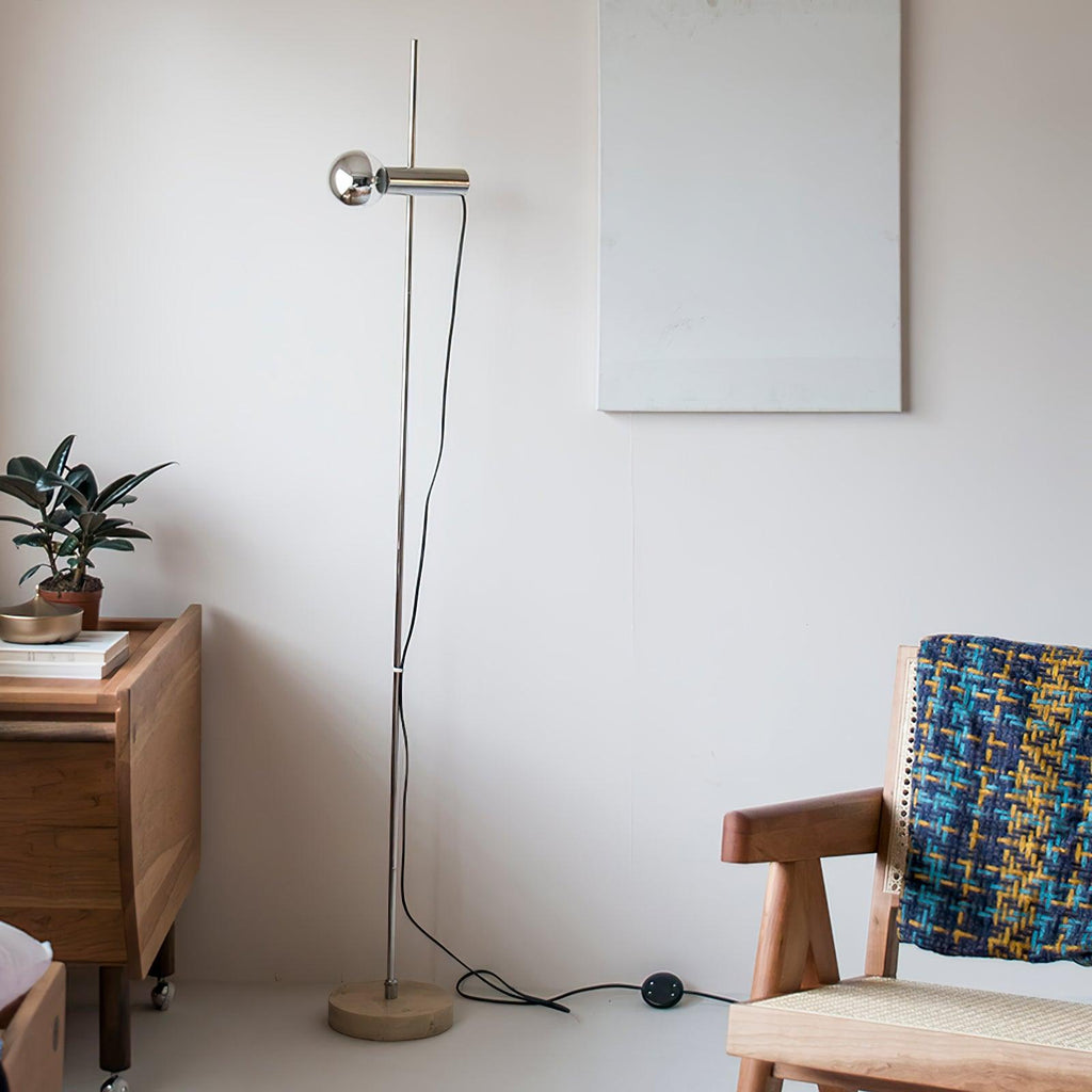 Lampadaire moderne Isaac en Acier inoxydable et beige marbre base