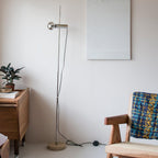 Lampadaire moderne Isaac en Acier inoxydable et beige marbre base
