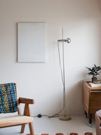 Lampadaire moderne Isaac en Acier inoxydable et beige marbre base