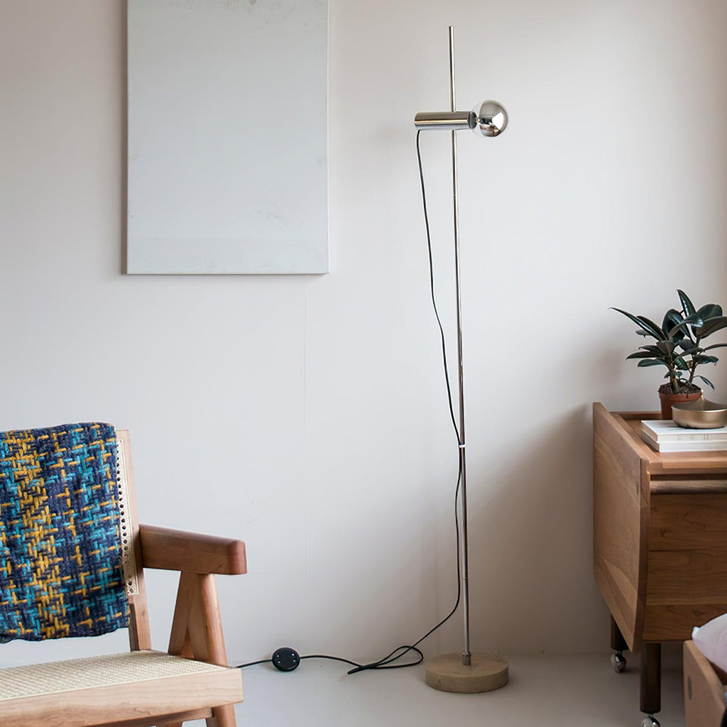 Lampadaire moderne Isaac en Acier inoxydable et beige marbre base