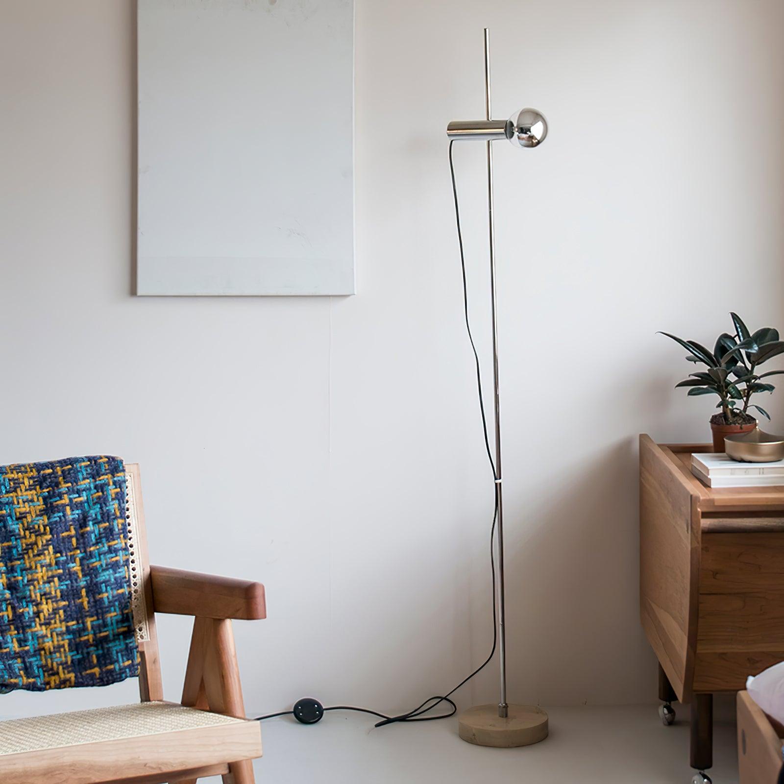 Lampadaire moderne Isaac en Acier inoxydable et beige marbre base