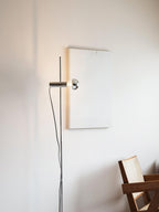 Lampadaire moderne Isaac en Acier inoxydable et beige marbre base