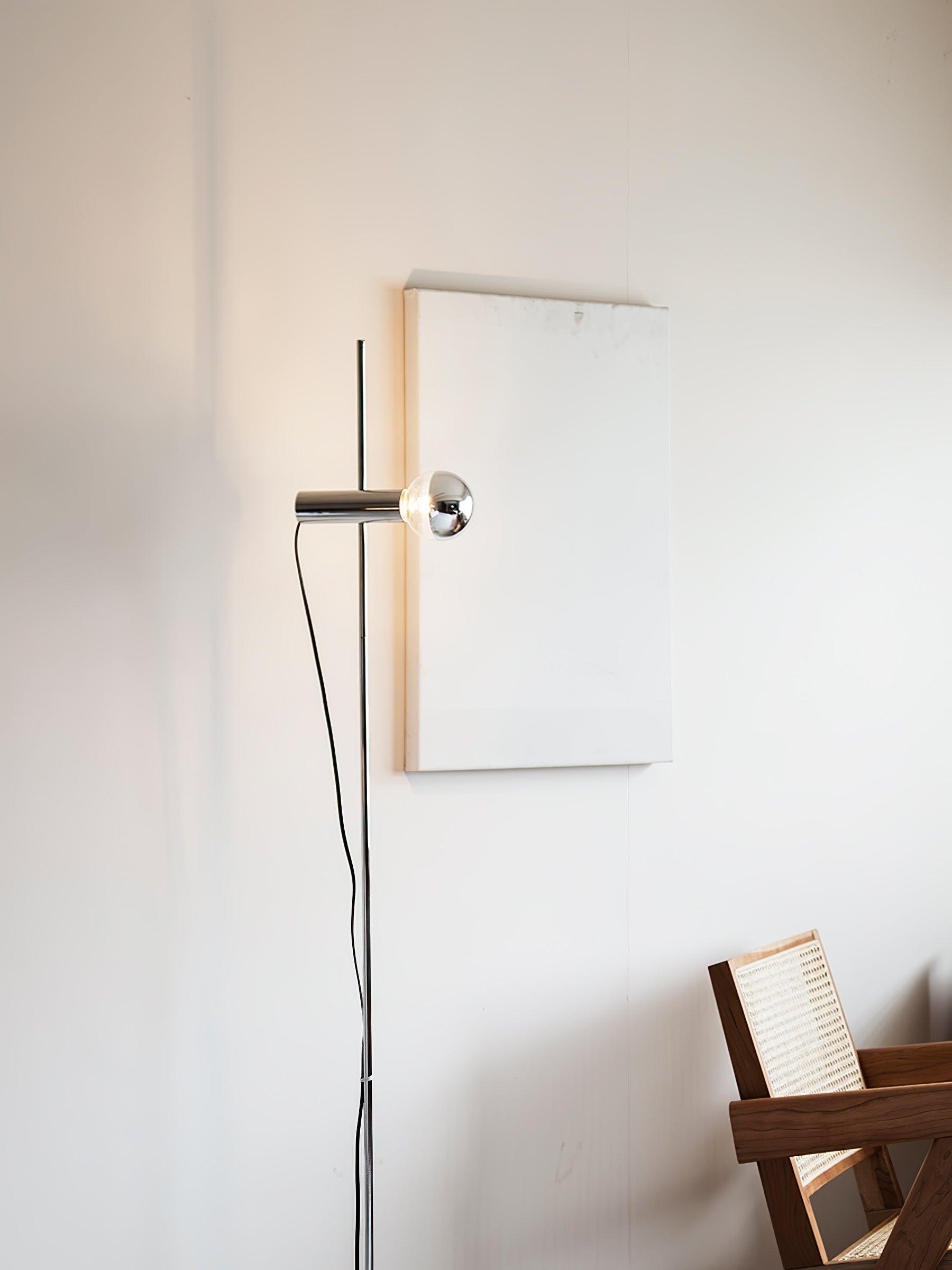 Lampadaire moderne Isaac en Acier inoxydable et beige marbre base